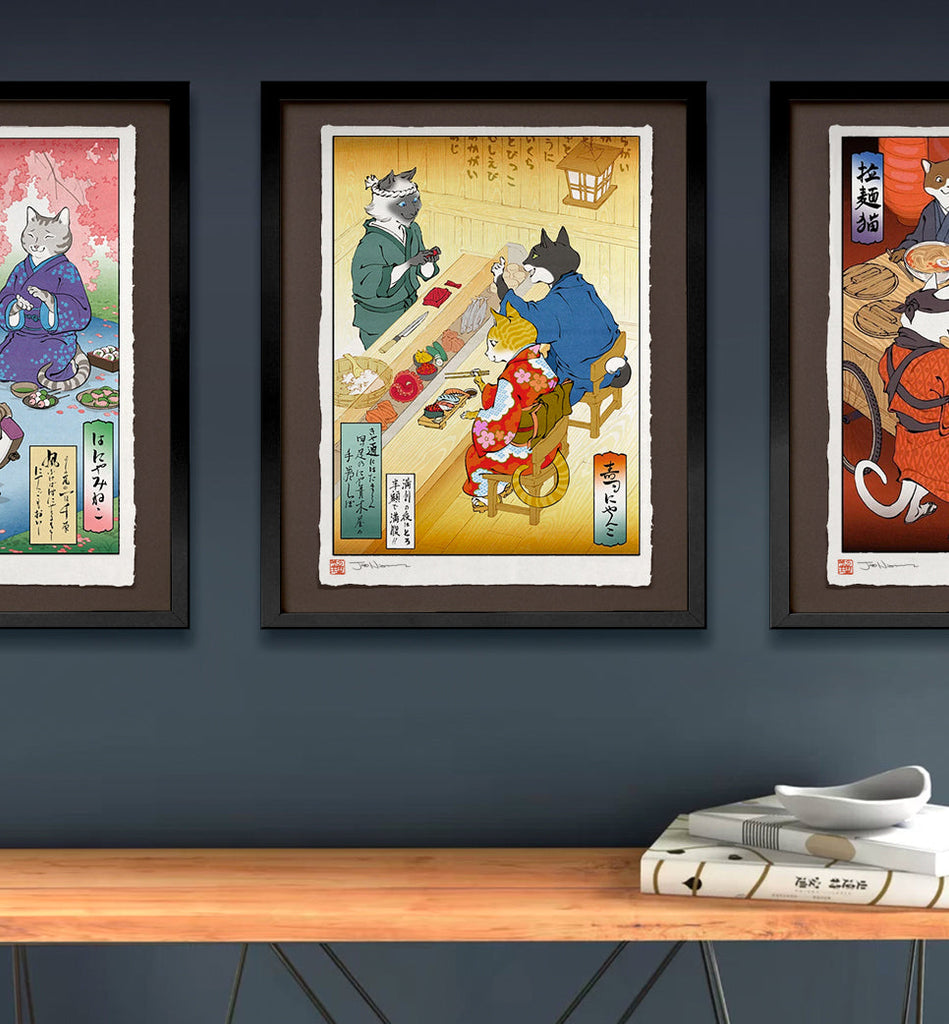 Sushi Cats\' – Giclée Portfolio Heroes Ukiyo-e Print
